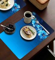 Ethnic motif Blue (12 x 16) PVC (Set of 6) Placemats
