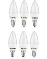 wipro Garnet 3W Led Frosted Candle Bulb |Cool Day White (6500K)|E14 Base|For Chandeliers & Decorative Lights|4Kv Surge Protection |440V High Voltage Protection |Energy Efficient |Pack Of 6