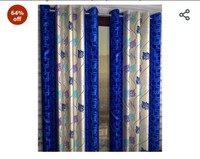 FARRELL Décor 1 Piece Polyester Floral Pattern Grommet Curtains Long Door Curtain (Blue, 4 X 9 Feet)