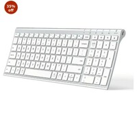iClever Bluetooth Keyboard BK10, Multi-device Wireless Keyboard Rechargeable Keyboard with Number Pad Ergonomic Design, Ultra-thin, Minimalist for Win, iPad, iPhone, Tablet, iOS, Android, Sliver
