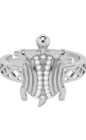Clara Pure 925 Sterling Silver Lucky Tortoise Turtle Men Ring |Size Adjustable, Platinum Plated, Swiss Zirconia | Gift for Men & Boys
