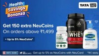 Tata Neu x 1MG Offer | Get 150 extra neucoins on order above Rs.1499 (User specific)