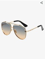 ELEGANTE UV Protected Driving Vintage Pilot Gradient Metal Body Aviator Sunglasses for Men and Women
