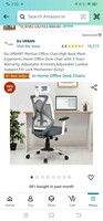 Limited-time deal: Da URBAN® Merlion Office Chair,High Back Mesh Ergonomic Home Office Desk Chair with 3 Years Warranty, Adjustable Armrests,Adjustable Lumbar Support,Tilt Lock Mechanism (Grey)