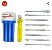 SPARTAN BS-02 8-in-1 Pc Screw Driver Kit With 3 Flat Blades, 3 Phillips Head, 1 Round Poker Bar, Extension Rod| Multi-purpose Tool Set Screwdriver Set (Multicolor