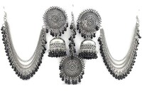  Primis jhumka with mangtikka for girls Silver Clip-on Earring 
