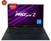 ZEBRONICS PRO Series Z NBC 4S, Intel Core 12th Gen i5 Processor 16GB RAM & 512GB SSD Laptop, 15.6 Inch (39.6CM), IPS 180° Display, Dolby Atmos, 38.5Wh Large Battery, Windows 11, Midnight Blue,1.76 Kg