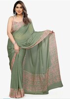 MIRCHI FASHION Women's Plain Weave Chiffon Abstrect Printed Saree with Blouse Piece

