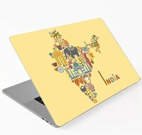 VI COLLECTIONS Premium laminated Laptop Sticker Multi Color Laptop Skin India Clipart