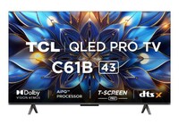 TCL 108 cm (43 inches) 4K Ultra HD Smart QLED Google TV 43C61B
