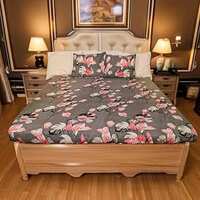 Status Contract Cotton Rich Double Fitted Bedsheet with 2 Pillow Covers for Bed Room, Home, Hotel-120 GSM (D3)