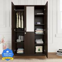 Nilkamal WILLY Engineered Wood 3 Door Wardrobe (Finish Color - Wenge, Mirror Included, Knock Down)