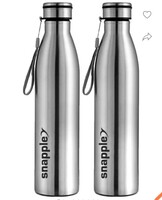 Snapple Tag Stainless Steel Water 1000 ml Bottle (Pack of 2, Silver, Steel)