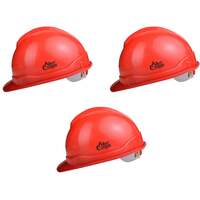 Allen Cooper Industrial Safety Helmet SH-721, Plastic Cradle with Ratchet adjustable Headband - RED (Pack Of 3)