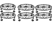 CROWN HANDICRAFTS Metal Plant Stand, Gamla Stand, Flower Pot Holder (PACK OF 6 (BLACK))
