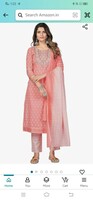 Vbuyz Women's Printed & Embroidered Straight Cotton Pink Stitched Kurta Pant with Dupatta (VF-KU-1107-SKD)