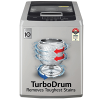 LG 7.5 kg 5 Star Inverter Fully Automatic Top Load Washing Machine (T75SKSF1Z.ASFQEIL, TurboDrum, Middle Free Silver)