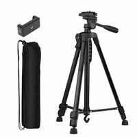 Tygot 3366 Aluminum Tripod (55-Inch), Universal Lightweight Tripod with Mobile Phone Holder Mount & Carry Bag