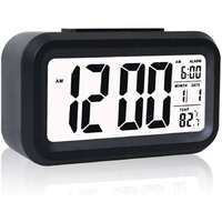 E-COSMOS Alarm Clock,Temperature Sensor & Date (14W x 8H cm) (Black Digital) (Black)