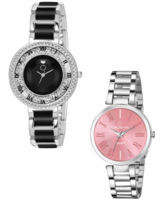 CARLINGTON Women Pack Of 2 Black Analogue Watches Combo Mova