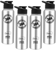 Pigeon by Stovekraft Inox hydra 700ml pack of 4 Stainless Steel Drinking Water Bottle 700ml Flipper Cap - Silver (1 year Warranty)