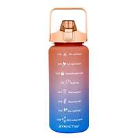 Amazon Brand - Symactive 2 Litre Plastic Water Bottle for Gym | Leak-Resistant | Sipper Top | Time Marker with Motivational Quotes (Orange Blue, 2000 ML)