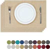 SWHF Reversible Linen Fabric Placemats 100% Pure Linen Fabric Set of 4 (Beige) [Apply 50% Off Coupon]