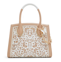 Aldo White & Beige Textured Medium Handbag