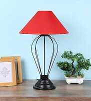 Tu Casa TC-69 RedShade with Metal Base Table Lamp (B-22 - Brass Holder Bulb NOT Included) Bed Switch Included, BLACK, L * W * H (13x13x20.5 Inches)