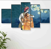 SAF Radha krishna Paintings for Wall Decoration - Set Of Five, 3d modern art Painting for Living Room Large Size with Frames for Home Decoration, Hotel, Office 76.2 cm x 45 cm SANFPNLS35472