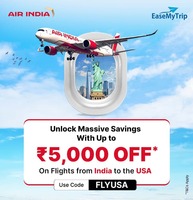 Fly from India to the USA & Enjoy Up to INR 5000 OFF* with Air India