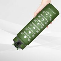 Amazon Brand - Symactive 1 Litre Plastic Water Bottle with Sipper, Straw and Carry Loop | For Adults & Kids | Leak-Resistant | Time Marker with Motivational Quotes (Green)