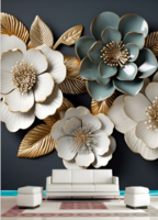 Aura Blue & White Printed Wall Sticker