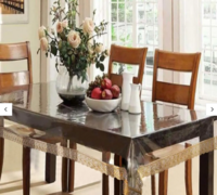 Transparent Solid Heat-Resistant, Waterproof (60x40) Gold Lace Border Tablecloth