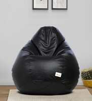 Classic XXXL Leatherette Bean Bag with Beans in Black Colour