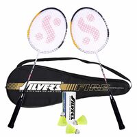 Silver's FIRE Badminton Kit (2 Racquets with Full Cover, 1 Box Shuttlecock Pack of 3)