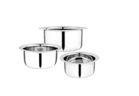 Vinayak Stainless Steel Tope 750 ml, 500 ml, 350 ml (Stainless Steel, 750 ml, 500 ml, 350 ml, Silver)