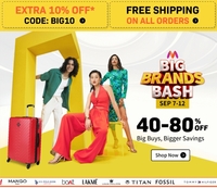 Big Brands Bash Sale 40-80% Off + 10% off on Kotak, Yes Bank Cards