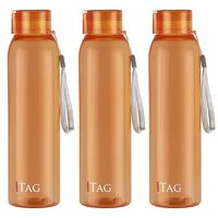 CELLO My Tag PET Water Bottle | 100% food grade | Leak proof and Break proof | Set of 3-1000ml | Orange