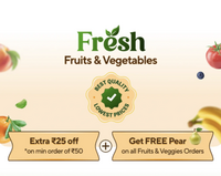 Zepto Fruit & Veg Rs 25 on mov Rs 50 + Free 1 piece pear [user specific]
