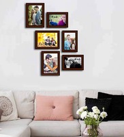 Set Of 6 Brown Solid Wood Collage Photo Frames
