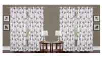 Nikunj Fabs 274.32 cm (9 ft) Polyester Semi Transparent Long Door Curtain (Pack Of 4)  (Floral, Coffee)