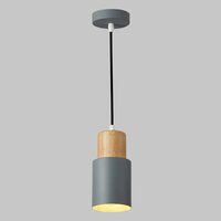 Groeien Cylindrical Color Metal Chandelier Elegance Small Wood Pendant Hanging Light