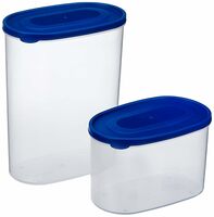 Solimo Set of 2 Kitchen Storage Containers (1650 ml, 950 ml), Blue(Plastic)