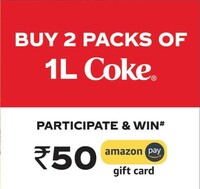 Buy 2 Packs of 1L Coke and Get 50Rs Amazon Pay Gift Card
