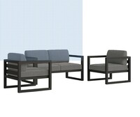 Aart Store Metal Sofa 2 + 1 + 1 Sofa Set Outdoor/Indoor Sofa Set Jute Fabric - Grey