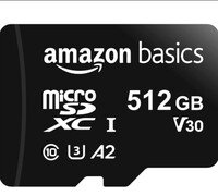 amazon basics 512Gb Microsdxc Memory Card with Full Size Adapter, 100Mb/S, U3 