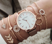 JOKER & WITCH Women Rose Gold & White Watch & Bracelet Stack