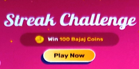 Bajaj Finserv : complete this streak challenge to win Flat 100 bajaj coin