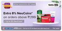 Extra 8% NeuCoins on orders above ₹1199 | Tata Neu x 1mg (User Specific, till 15th Sept)